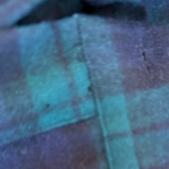 Vintage Pendleton 100% Virgin Wool Blue & Green Plaid Button Shirt Women’s Large - Picture 7 of 8